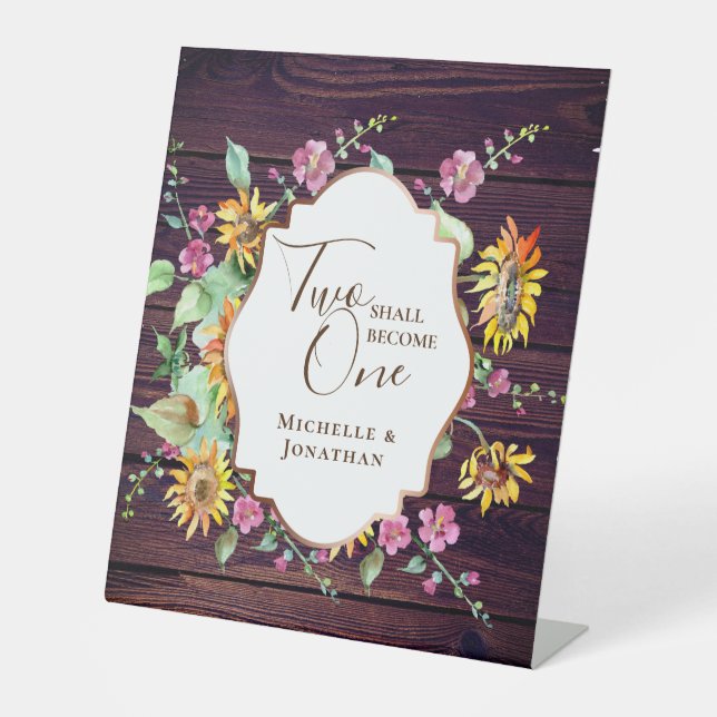 Expositor En L Dos se convierten en un Boda cristiano floral rosa (Anverso)