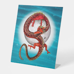 Expositor En L Dragón de Luna Roja Arte de Fantasía Celestial