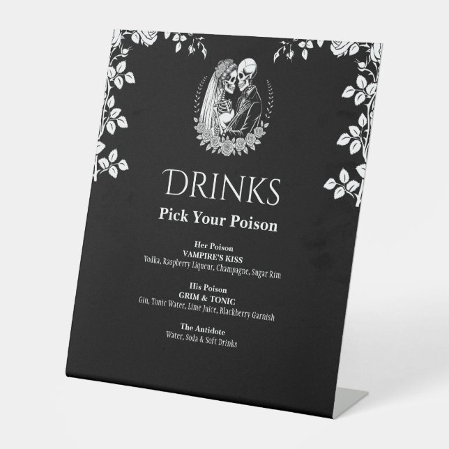 Expositor En L Drinks Black Elegant Gothic Skeleton Wedding (Anverso)