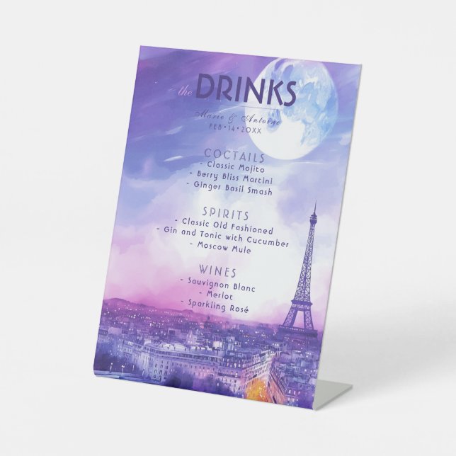 Expositor En L Drinks Menu Amour Éternel à la Parisienne  (Anverso)