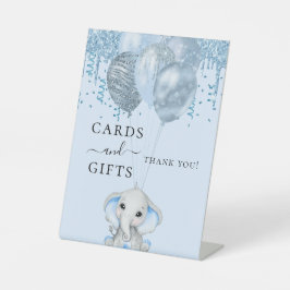 Expositor En L Ducha de bebé elefante niño globos azules tarjetas