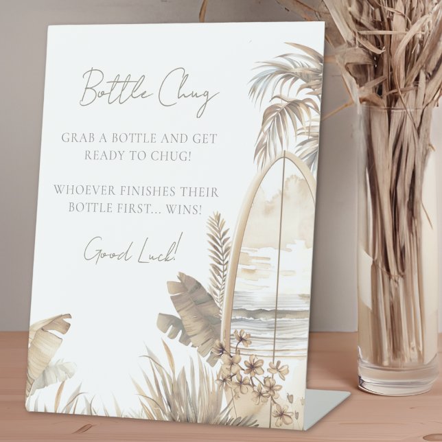 Expositor En L Ducha de Bebé en la Playa Bottle Chug (Bottle Chug Beach Baby Shower Pedestal Sign)