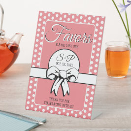 Expositor En L Ducha de novia con puntos de polka rosa y blanco d