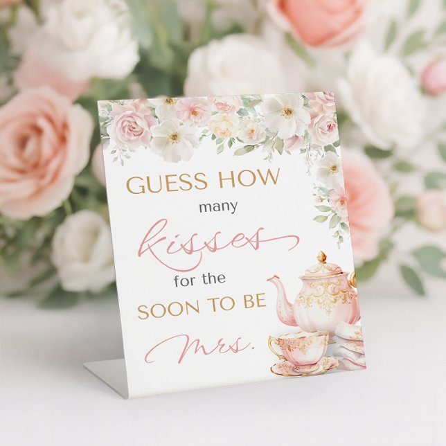 Expositor En L Ducha de Novia Cumple ¿Cuántos? (Tea Party Bridal Shower Guess How Many Pedestal Sign)