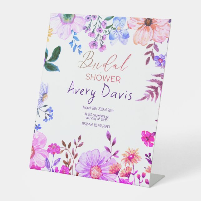 Expositor En L Ducha de novia floral de boho rosa (Anverso)