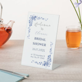 Expositor En L Ducha de Novia Minimalista Azul y Blanco