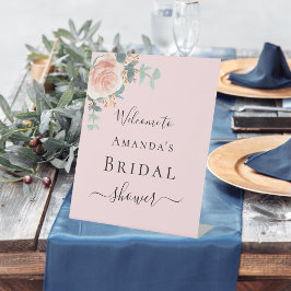 Expositor En L Ducha de novia rosa floral verde bienvenida