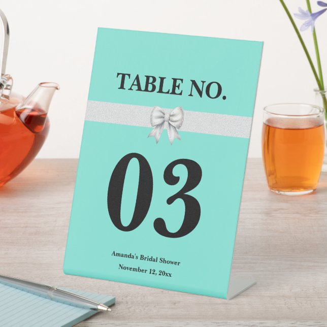 Expositor En L Ducha nupcial Aqua Blue Bow (In Situ)