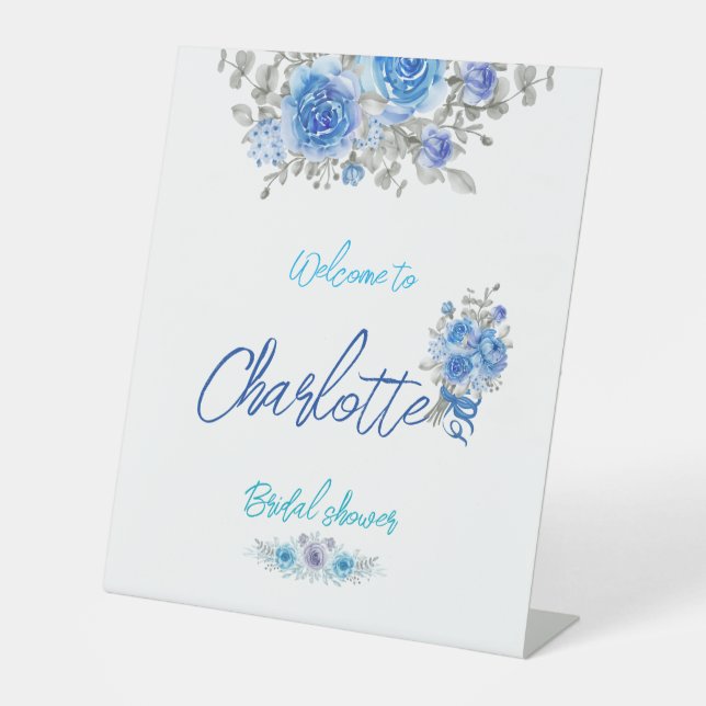 Expositor En L Ducha nupcial floral acuática con pintura manual (Anverso)