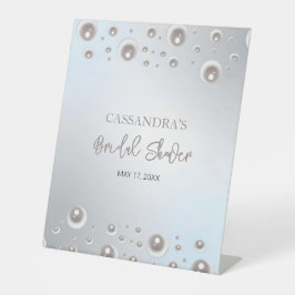 Expositor En L Ducha nupcial plateada Pearl blanca mínima