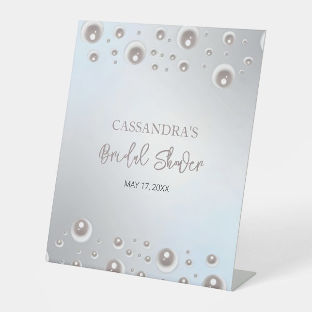 Expositor En L Ducha nupcial plateada Pearl blanca mínima (Anverso)