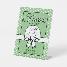 Expositor En L Ducha nupcial Vintage Polka Dots Bows Sage & White