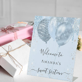 Expositor En L Dulce 16 bebé globos azules fiesta bienvenida