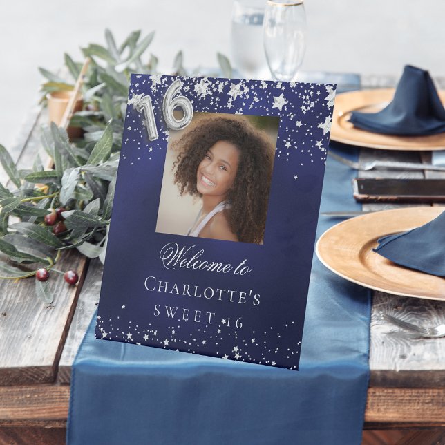 Expositor En L Dulce 16 estrellas de plata azul foto fiesta bienv (Subido por el creador)