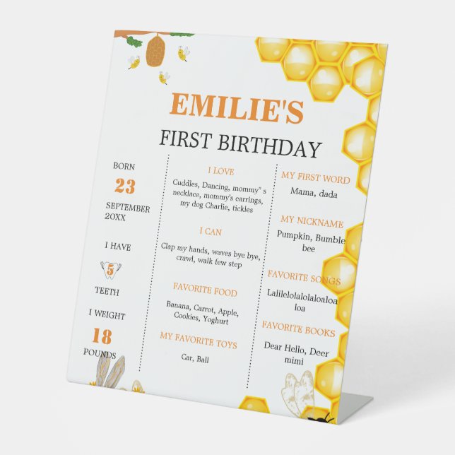 Expositor En L Dulce para ser un bebé primer Rótulo hito de cumpl (Anverso)