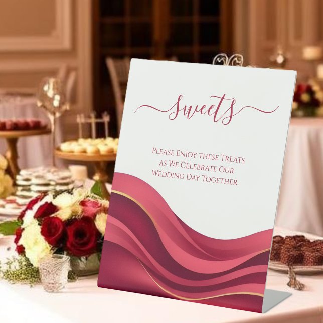Expositor En L Dulces de Boda Borgoña (Burgundy Wedding Sweets Pedestal Sign)