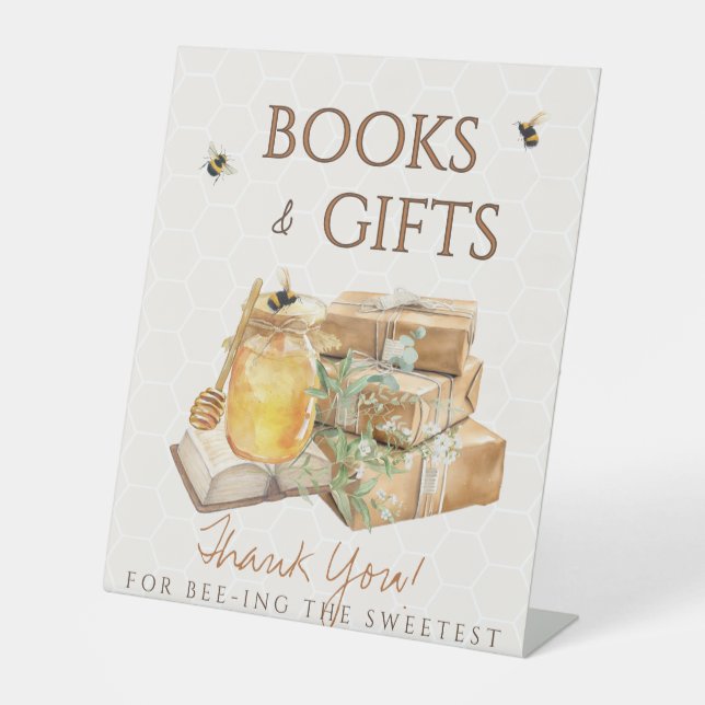 Expositor En L Dulces regalos de libros Baby Shower de miel (Anverso)