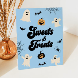Expositor En L Dulces y trajes espeluznantes de Halloween azules