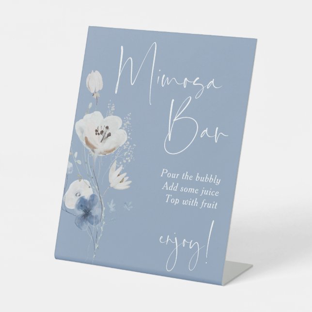 Expositor En L Duste Blue Floral Bridal Shower Mimosa Bar (Anverso)