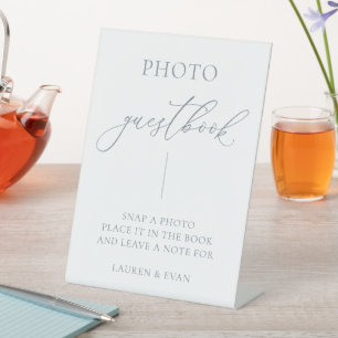 Expositor En L Duste Blue Gray Minimalista Photo Guestbook 1