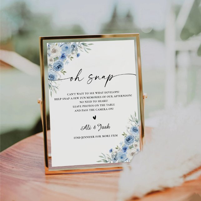 Expositor En L Duste Blue Ivory Bridal Shower Oh Snap Sign (Subido por el creador)