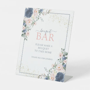 Expositor En L Duste Blue Rubor Pink Gold Floral Bouquet Bar