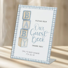 Expositor En L Dusty Blue Baby Blocks Please Sign Our Guest Book 