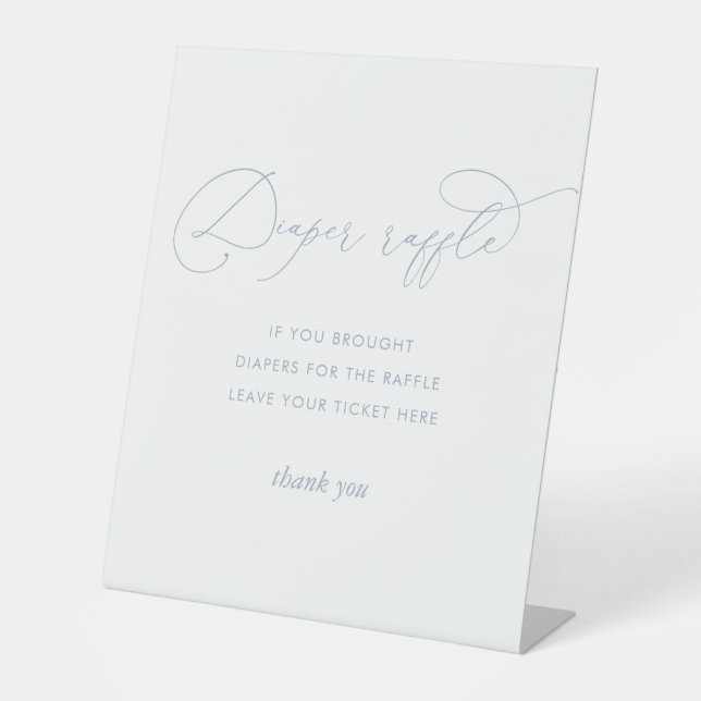 Expositor En L Dusty Blue Baby Shower Diaper Raffle (Anverso)