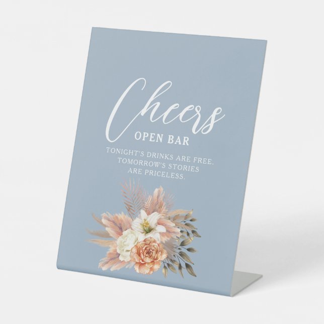 Expositor En L Dusty Blue Cheers Boda Bar Rótulo (Anverso)