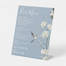 Expositor En L Dusty Blue Chinoiserie Floral Bar Menú Boda