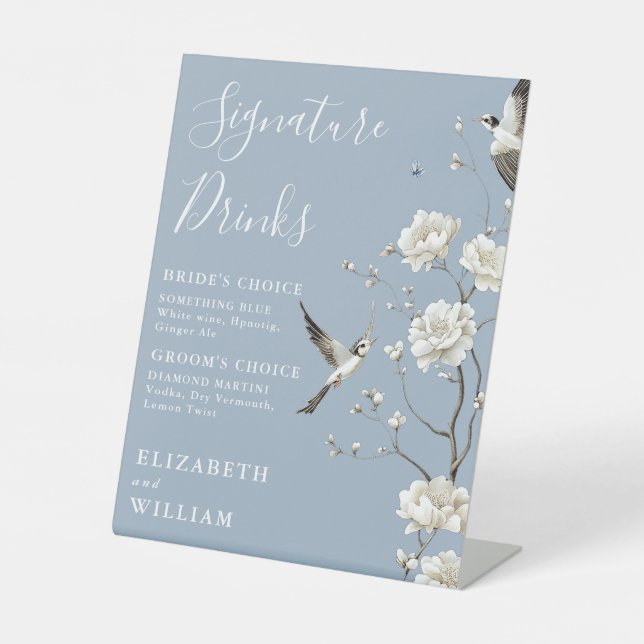 Expositor En L Dusty Blue Chinoiserie Signature Boda de bebidas (Anverso)