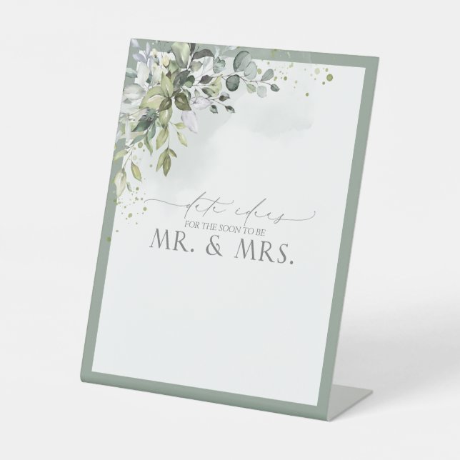 Expositor En L Dusty Blue Eucalyptus acuarela Floral Date Ideas (Anverso)