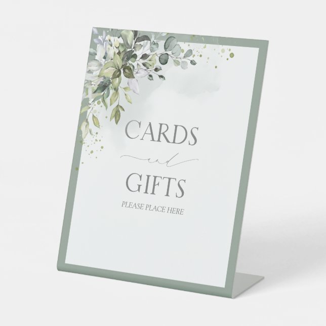Expositor En L Dusty Blue Eucalyptus Botanical Bridal Shower Gift (Anverso)