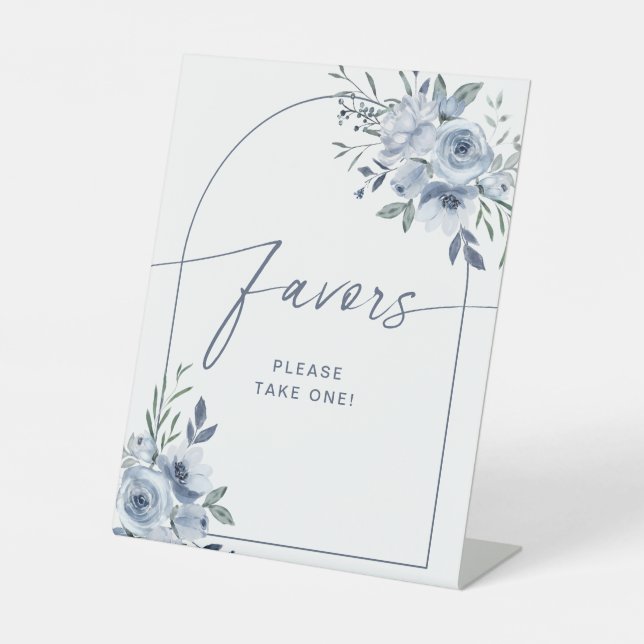 Expositor En L Dusty Blue Favors Bridal Shower Rótulo (Anverso)