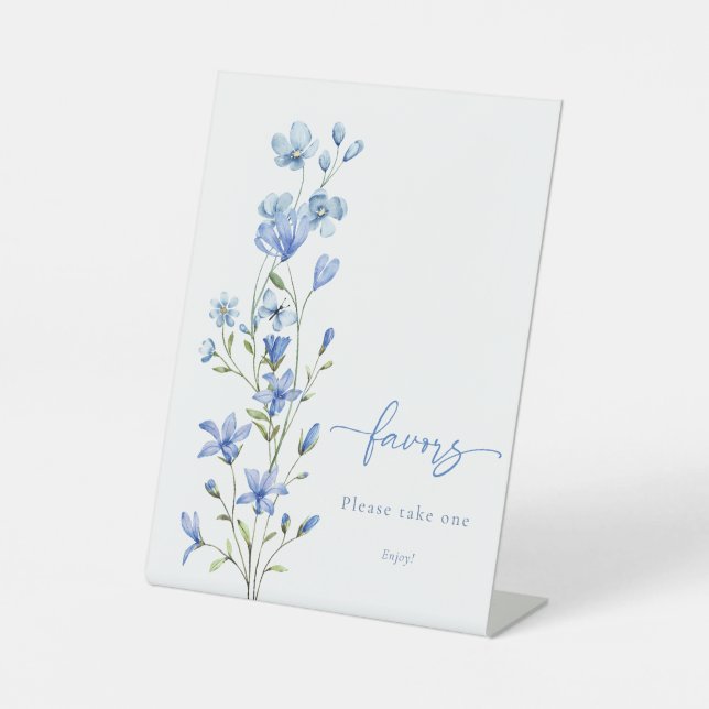 Expositor En L Dusty Blue Floral Bridal Shower Favor (Anverso)