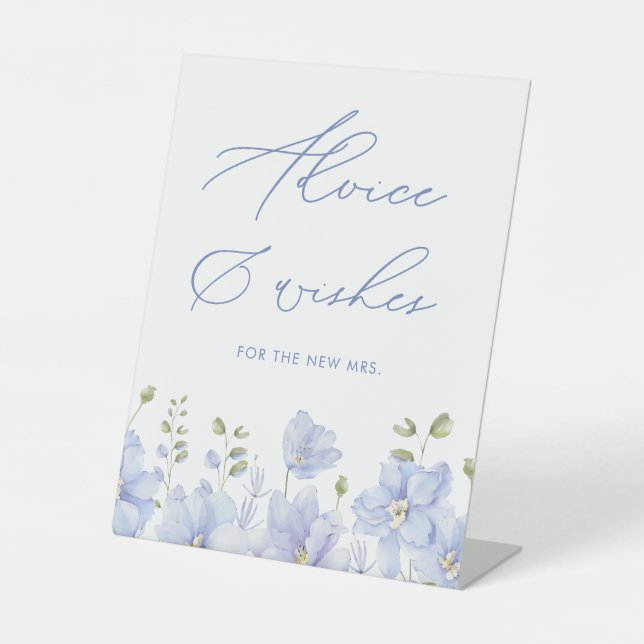 Expositor En L Dusty Blue Floral Consejos y Deseos Bridal Shower (Anverso)
