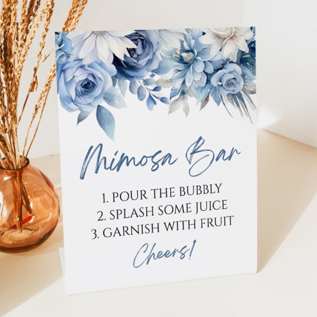 Expositor En L Dusty Blue Floral Elegante Bar Mimosa Moderno (Subido por el creador)