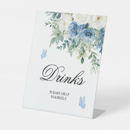 Expositor En L Dusty Blue Flowers Shower Drinks Sign