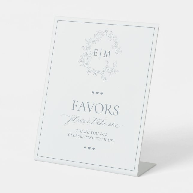 Expositor En L Dusty Blue Leafy Escudo Monograma Favorece (Anverso)