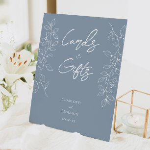 Expositor En L Dusty Blue Minimal Leaf Cards and Gifts