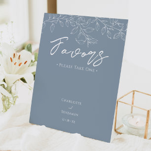 Expositor En L Dusty Blue Minimal Leaf Wedding Favors