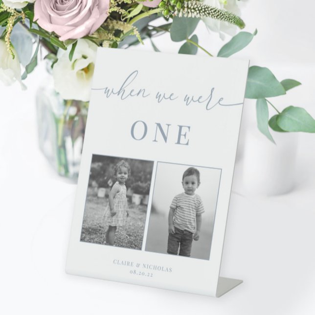 Expositor En L Dusty Blue Modern Elegant Wedant Age Table Número  (Subido por el creador)