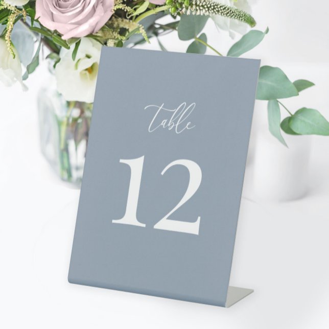 Expositor En L Dusty Blue Modern Elegant Wedding Table Number (Subido por el creador)