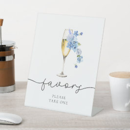 Expositor En L Dusty Blue Petals & Prosecco Bridal Shower Favor