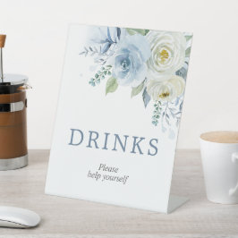 Expositor En L Dusty Blue Rosa Floral Ducha Beber Rótulo