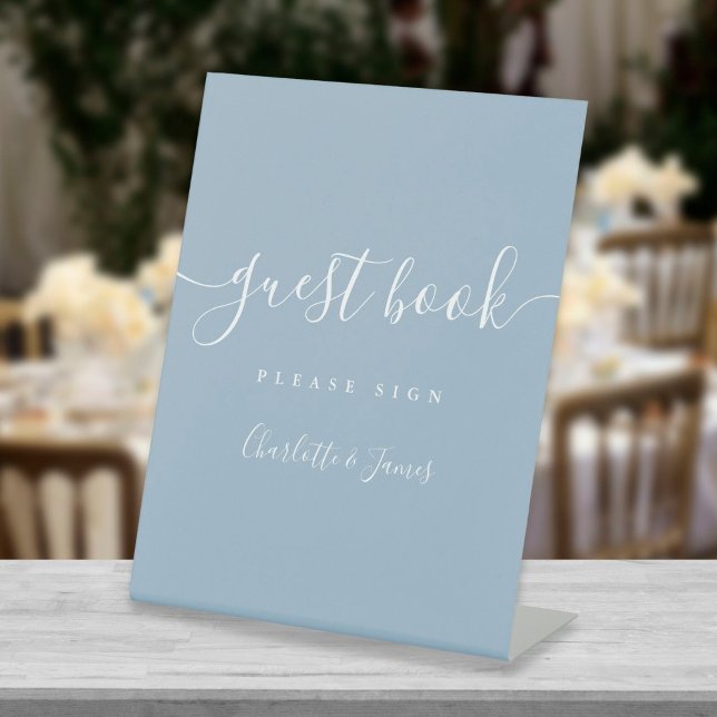 Expositor En L Dusty Blue Signature Script Guest Book (Subido por el creador)
