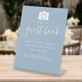 Expositor En L Dusty Blue Signature Script Photo Guest Book