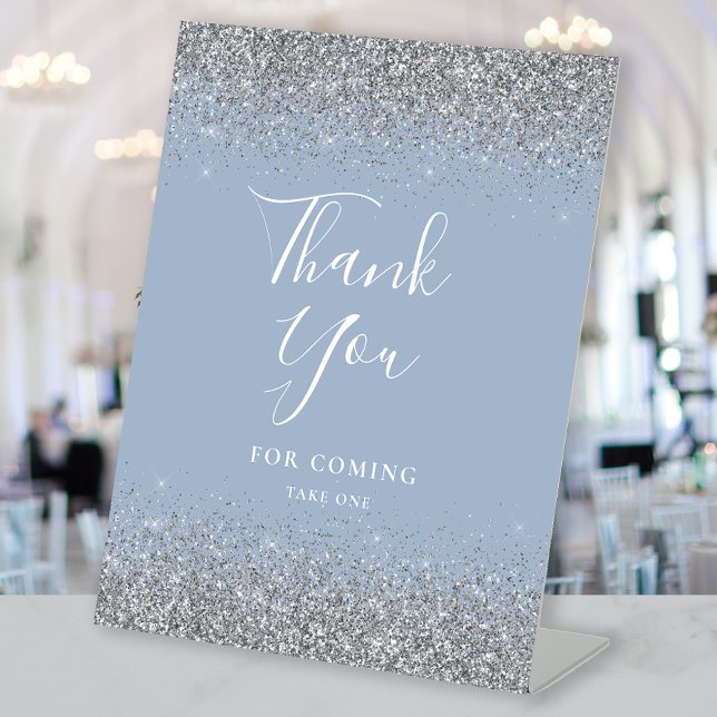 Expositor En L Dusty Blue Silver Purpurina Boda Gracias (Subido por el creador)