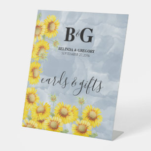 Expositor En L Dusty Blue Sunflowers Tarjetas de matrimonio y reg