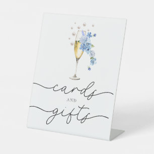 Expositor En L Dusty Perlas Florales Azules y Tarjetas Prosecco y